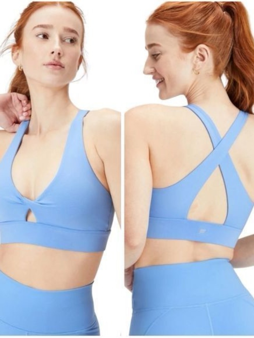 Fabletics Sky Blue Cross-Back Sports Bralette